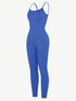 Well-in Vogue High Stretchy Seamless Sling Tummy Control Jumpsuit Removable cup pads